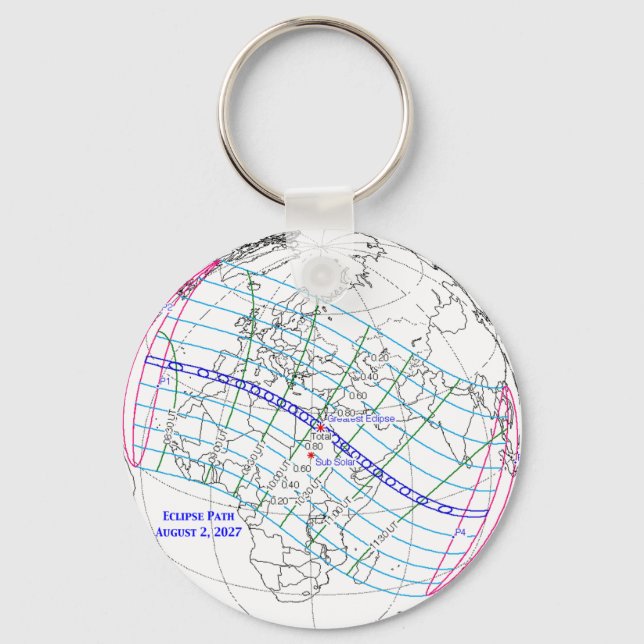 Total Solar Eclipse 2027 Map Schlüsselanhänger (Vorderseite)