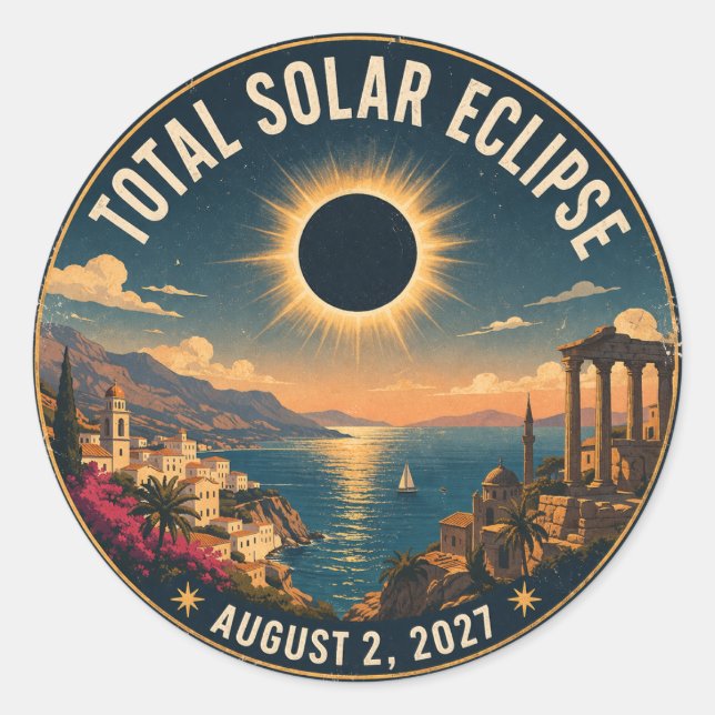 Total Solar Eclipse 2027  Runder Aufkleber (Vorderseite)