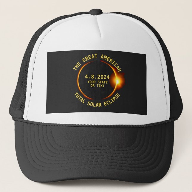 Total Solar Eclipse 4.8.2024 USA Benutzerdefiniert Truckerkappe (Vorderseite)
