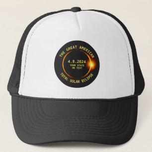 Total Solar Eclipse 4.8.2024 USA Custom Text Truck Truckerkappe