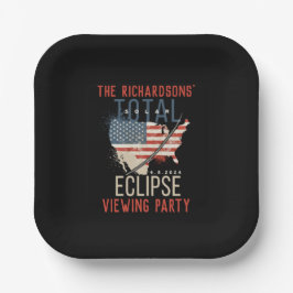 Total Solar Eclipse 4.8.2024 USA Map Personalisier Pappteller