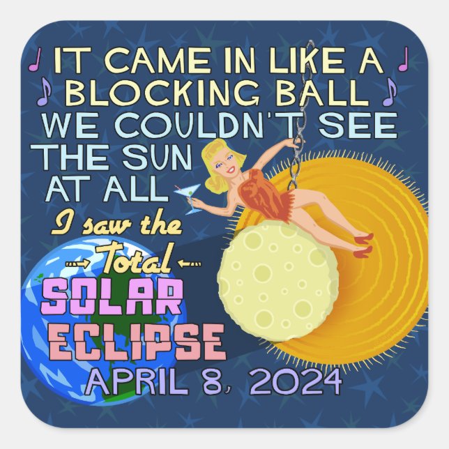 Total Solar Eclipse 8. April 2024 American Funny Quadratischer Aufkleber (Vorderseite)
