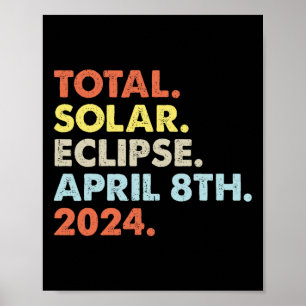 Total Solar Eclipse 8. April 2024 Totality Astron Poster
