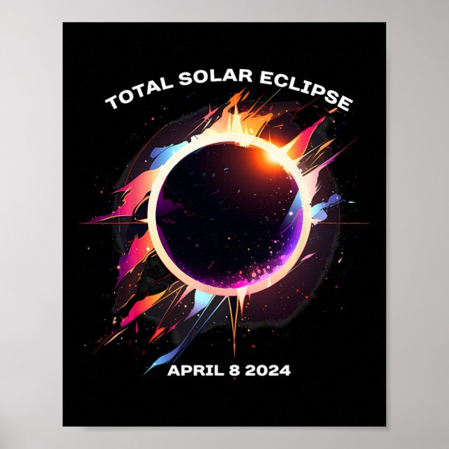 Total Solar Eclipse 8. April 2024 Totality Souveni Poster (Vorne)
