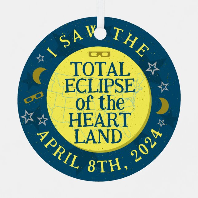 Total Solar Eclipse 8. April 2024 Viewer Souvenir Ornament Aus Metall (Vorderseite)