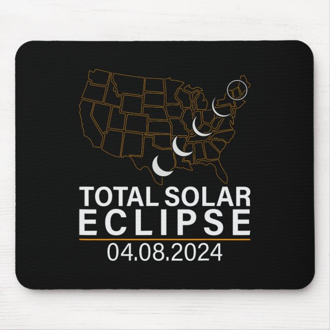 Total Solar Eclipse April 8 2024 Amerika Karte Mousepad (Vorne)