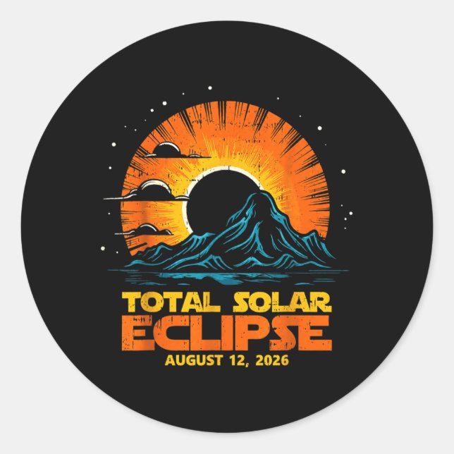 Total Solar Eclipse August 12 2026 Artwork Runder Aufkleber (Vorderseite)