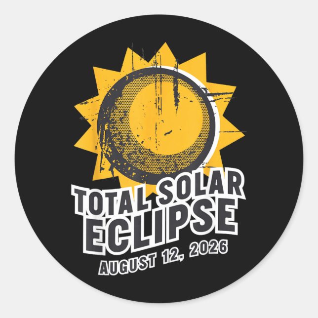 Total Solar Eclipse August 12 2026 Astronomy Path Runder Aufkleber (Vorderseite)