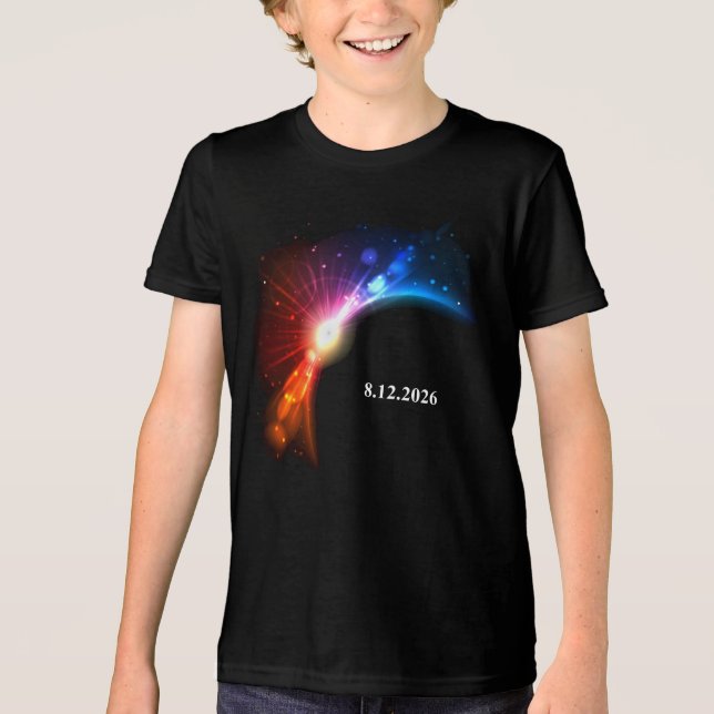 total solar eclipse August 12, 2026 black rainbow Tri-Blend Shirt (Vorderseite)