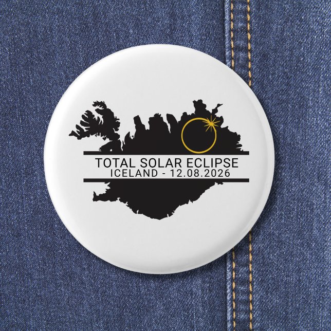 Total Solar Eclipse August 12 2026 – Iceland Button (Edit text via template if you wish to make changes)