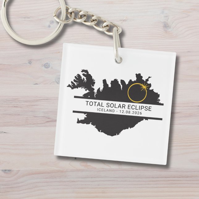 Total Solar Eclipse August 12 2026 – Iceland Schlüsselanhänger (Edit text via template if you wish to make changes.  Matching items available )