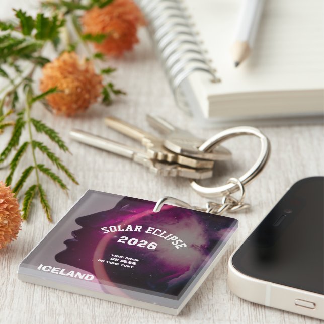 Total solar eclipse August 2026 text personalized Schlüsselanhänger (Vorderseite rechts)