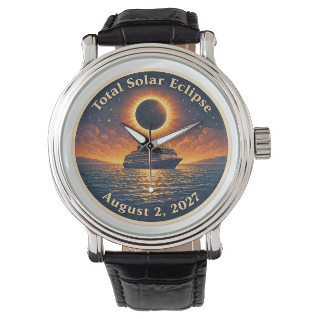 Total Solar Eclipse August 2 2027 cruise ship  Armbanduhr (Vorderseite)