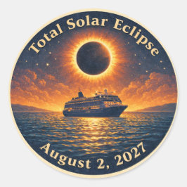 Total Solar Eclipse August 2 2027 cruise ship  Runder Aufkleber
