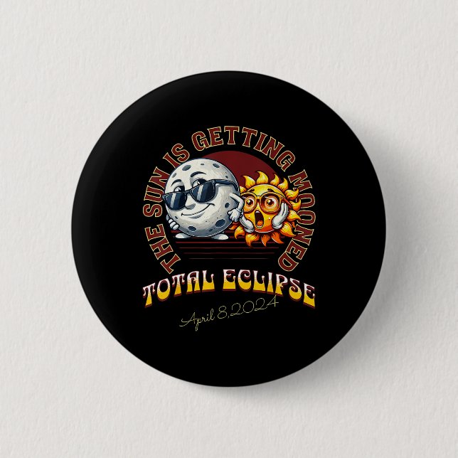 Total Solar Eclipse Chase 2024 Sun gewinnt Mond Button (Vorderseite)