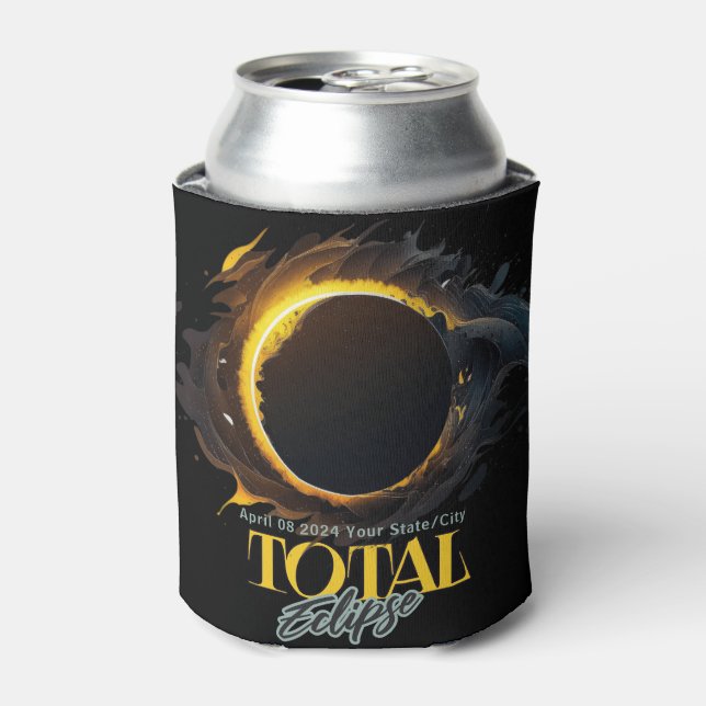 Total Solar Eclipse Geschenk 2024 Ihr City Staat Dosenkühler (Kanne Vorderseite)