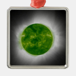 Total Solar Eclipse Green Corona Silbernes Ornament