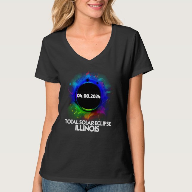 Total Solar Eclipse ILLINOIS 2024 Colorful Totalit T-Shirt (Vorderseite)