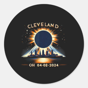 Total Solar Eclipse Oh April 08 2024 Cleveland Sol Runder Aufkleber