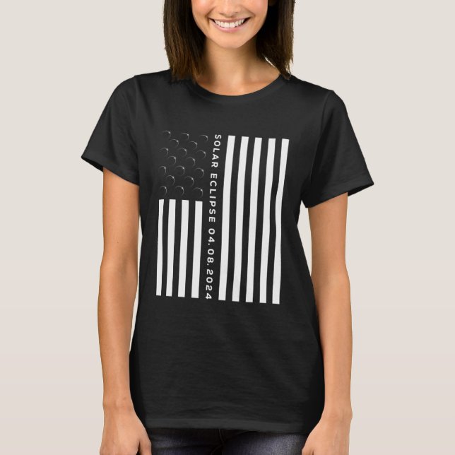 Total Solar Eclipse US American Flag 04 08 2024 T-Shirt (Vorderseite)