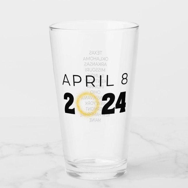 Total Solar Eclipse USA 8. April 2024 Glas (Vorderseite)