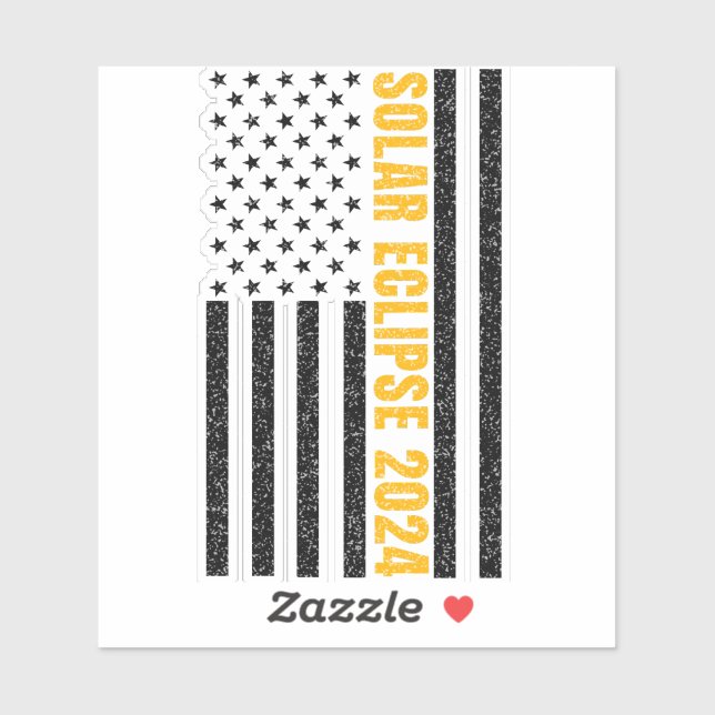 Total Solar Eclipse USA 8. April 2024 US-Flagge Aufkleber (Blatt)