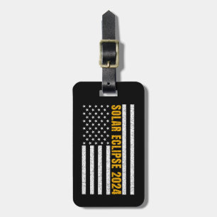 Total Solar Eclipse USA 8. April 2024 US-Flagge Gepäckanhänger