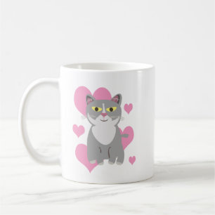 Total süße graue Katzen-Liebeskunst lustige Cartoo Kaffeetasse