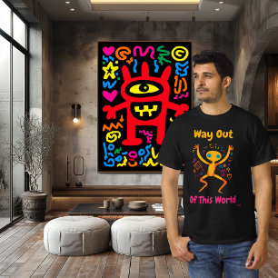 Total verrücktes, lebendiges Pop-Art-T-Shirt T-Shirt