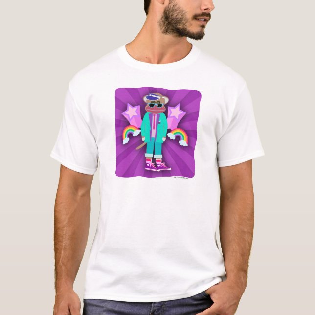 Totale 80 Funny Neon Style Sock Monkey T-Shirt (Vorderseite)