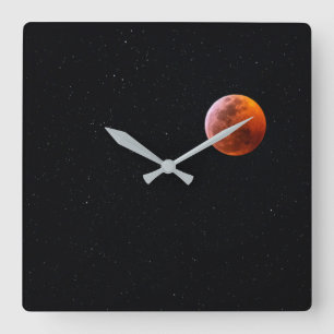 Totale Mondfinsternis Blood Moon Big Island Hawa Quadratische Wanduhr