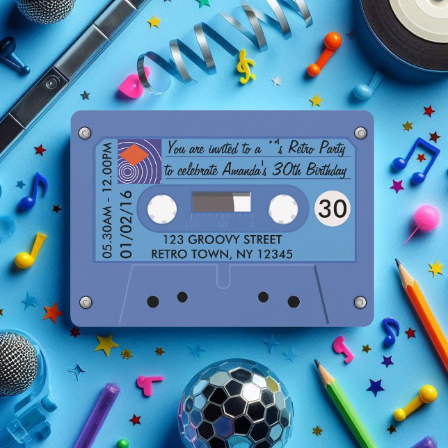 Totale Phantastische Retro-Geburtstagsparty Person Einladung (Totally Awesome Retro Birthday Party Personalised Invitation)