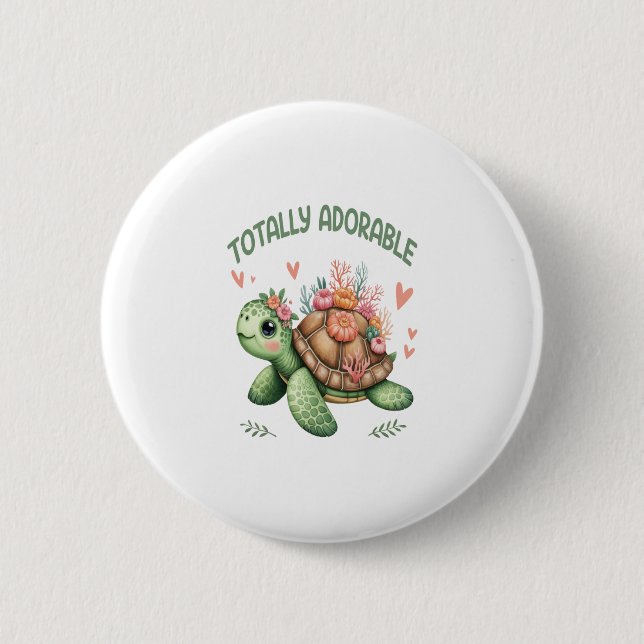 Totale Schildkröte mit Koralle Button (Vorderseite)