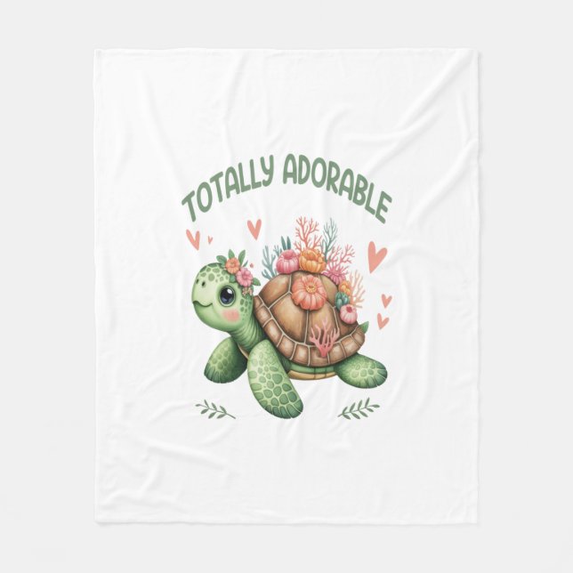 Totale Schildkröte mit Koralle Fleecedecke (Vorderseite)