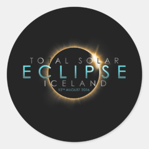 Totale Sonnenfinsternis 12. August 2026 – Island Runder Aufkleber