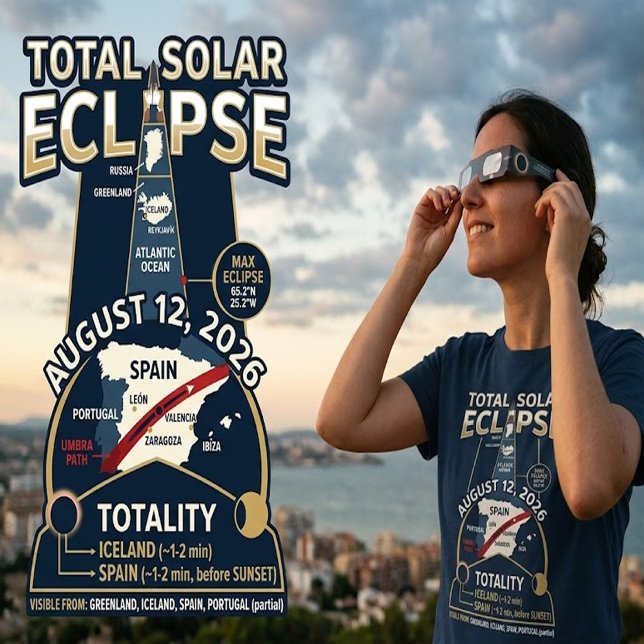 Totale Sonnenfinsternis 12. August 2026 Spanien Is T-Shirt (Von Creator hochgeladen)