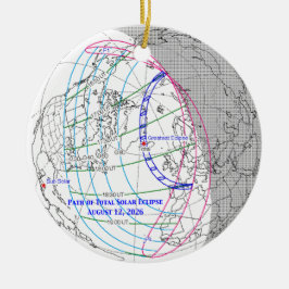 Totale Sonnenfinsternis 2026 Karte Keramik Ornament