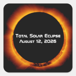 Totale Sonnenfinsternis 2026 Quadratischer Aufkleber