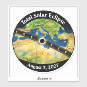 Totale Sonnenfinsternis 2027 Karte Aufkleber