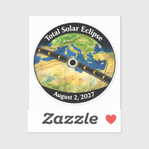 Totale Sonnenfinsternis 2027 Karte Aufkleber