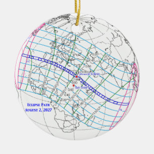 Totale Sonnenfinsternis 2027 Karte Keramik Ornament