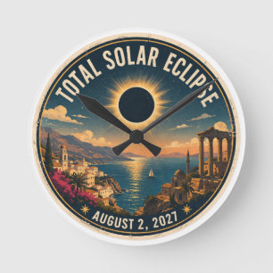 Totale Sonnenfinsternis 2027 Runde Wanduhr
