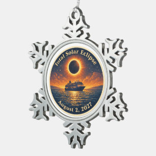 Totale Sonnenfinsternis 2. August 2027 Kreuzfahrts Schneeflocken Zinn-Ornament