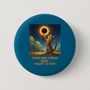 Totale Sonnenfinsternis Katze Spanien Illustration Button