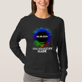 Totale Sonnenfinsternis Maine 2024 Farbige amerika T-Shirt