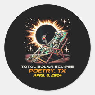Totale Sonnenfinsternis Skelett Dichtkunst Texas Runder Aufkleber