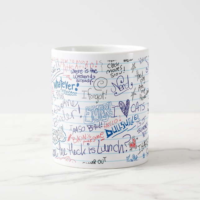 Totale Spaß Kunst Goofy School Doodles Jumbo-Tasse (Vorderseite)