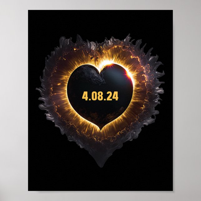 Totality Girls Herz Form Total Solar Eclipse 202 Poster (Vorne)