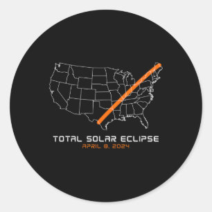 Totality Path 04 08 24 Gesamtsolares Eclipse 2024 Runder Aufkleber