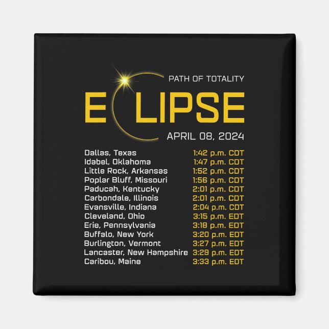 Totality Path 2024 Eclipse Karte Gesamt Eclipse As Magnet (Vorne)